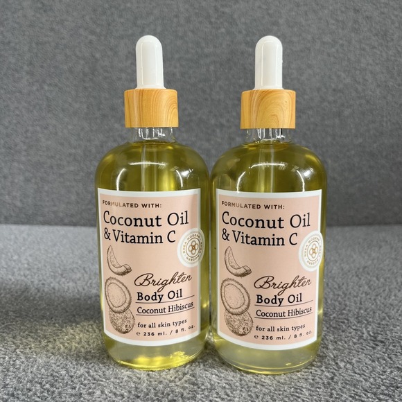 2x Coconut Oil & Vitamin C Brighten Body Oil Coconut‎ Hibiscus 8 oz each